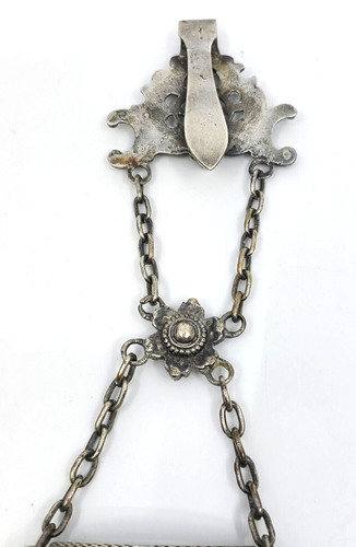 Victorian Silverplate Chatelaine Eye Glasses Holder with Pierced Design - Picture 4 of 5
