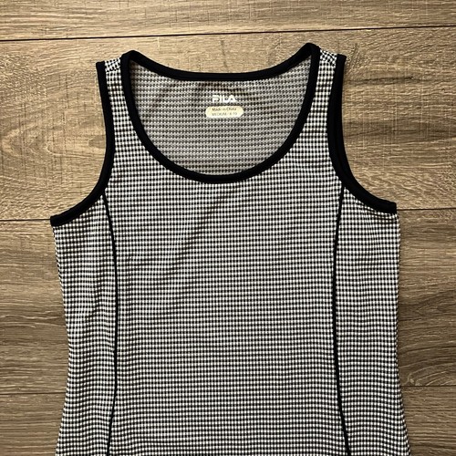 FILA Girls Dark Blue & White Check Tank Tennis Dress Size M 8-10 Pleat Hem - Picture 3 of 11