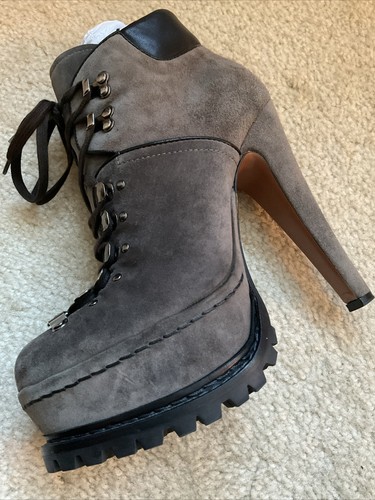 Alaia Designer High Heel Ankle Hiking Boots Grey Suede Size EU40 - Picture 14 of 23