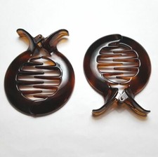 Women Fish Clip Hair Claw Dark Brown Round Firm Grip Clasp Wahba Made in France