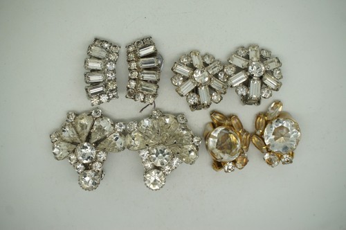 Lot of 34 Pairs Clip On Screw Back Earrings Rhinestone Costume Jewelry - Picture 5 of 11