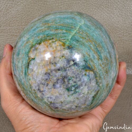 Enorme esfera/bola gema de curación mineral de cristal de aventurina verde natural de 2,3 kg 4,7" - Imagen 3 de 6
