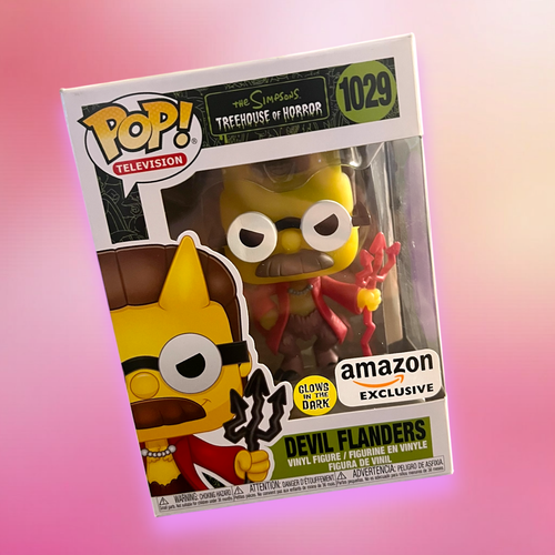 Funko POP! The Simpsons Devil Flanders GiTD #1029 Amazon Exclusive w Protector - Picture 1 of 7