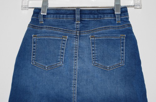 NWT Cat & Jack Big Girl's Blue Denim Snap Front A-Line Short Skirt sz S 6-6X - Picture 8 of 13