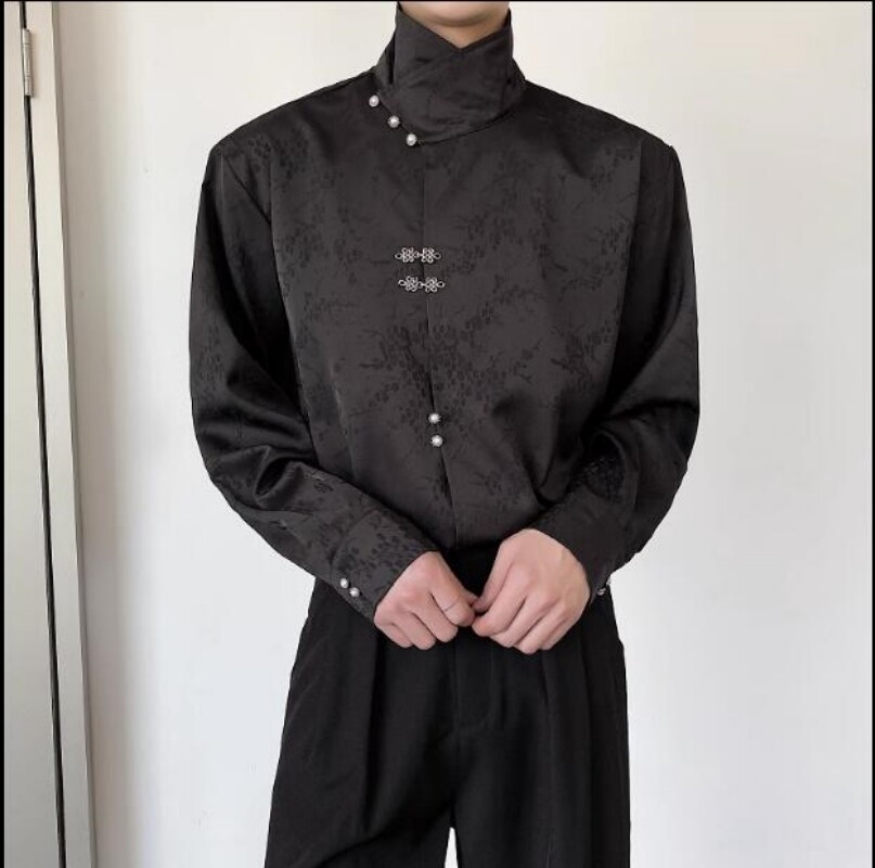 Men's Autumn Retro Chinese Style Stand Collar Long Sleeve