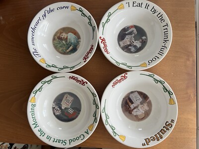 Kellogg s Set Of 4 Vintage Ceramic Cereal Bowls-1996- Excellent Condition 