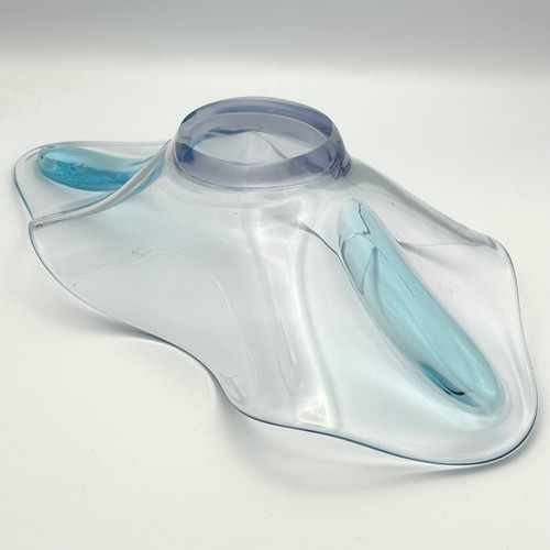 Art Glass Butterfly Bowl Possibly Murano Blue & Clear - Picture 10 of 12