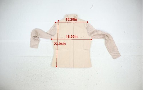 Venus Sweater Sleeve Zip Jacket Tan Cable Knit Rib Sleeves Full Zip Womens US 6 - Bild 4 von 10