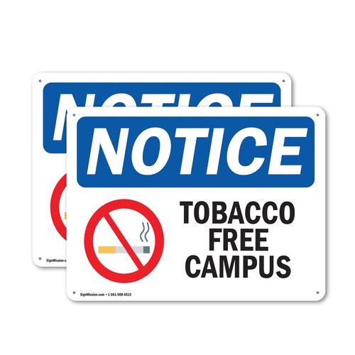 (2er Pack) Tabakfrei Campus OSHA Hinweis Schild Aufkleber Metall Kunststoff - Bild 1 von 23