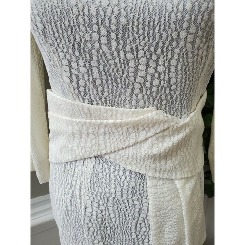 Bloomingdale's ST-Emile Women's Cream Round Neck Long Sleeve Knee Length Dress 6 - Picture 3 of 12