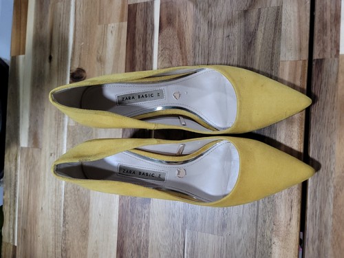 ZARA Basic Echtleder Wildleder gelb Heels Gr. 39 - Bild 7 von 7