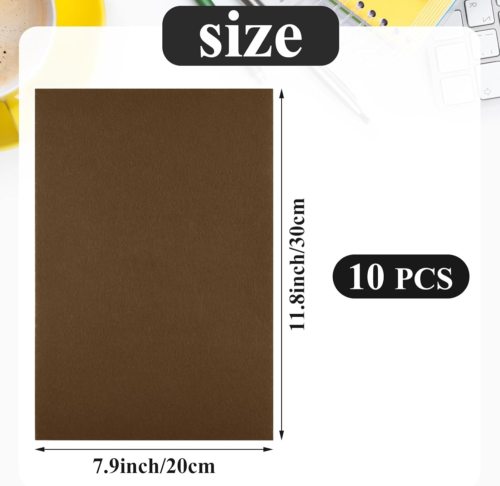 10PCS Brown Self Adhesive Felt Fabric Sheets Sticky Felt Sheets for Craft Suppli - Picture 2 of 7