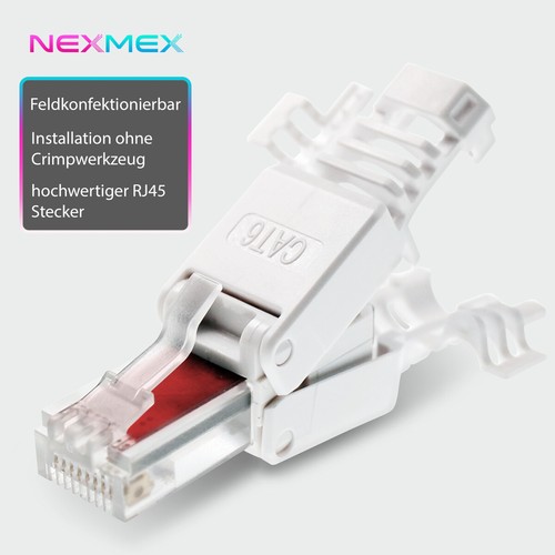 NEXMEX 10x Netzwerkstecker Cat6 RJ45 Stecker Netzwerk Werkzeuglose Montage Cat6a - Bild 5 von 7