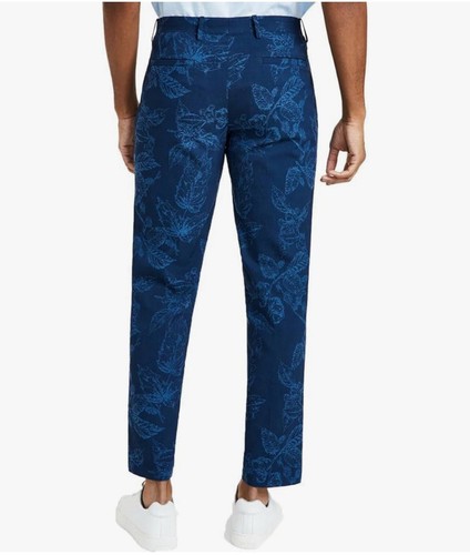INC Mens Leaf Print Slim Fit Pockets Skinny Pants SIZE 33- Blue