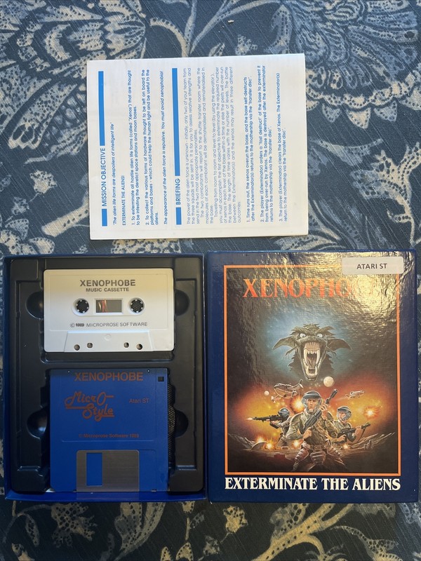 VTG 1987 Xenophobe Atari ST Game Big Box Complete CIB W/ Disk Cassette Manual