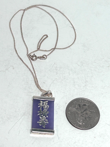 Vintage Sterlingsilber Lavendel Jadeit Jade Anhänger Kette Halskette asiatisch N3002