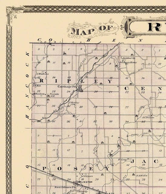 Rush County Indiana Andreas 1876 23 x 26.88 eBay