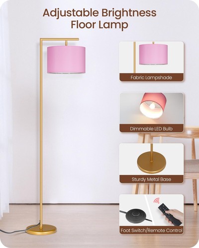 Modern Gold Arc Floor Lamp, Corner Tall Lamp with Remote, Arched Reading Ligh... - Picture 7 of 8