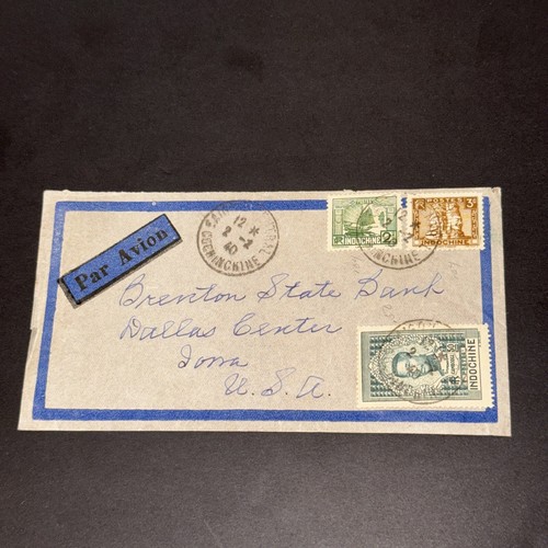 Indochine 1940 Cover Frm Indochine/Indonesia  To Iowa US 3 Cancellations - Picture 1 of 5