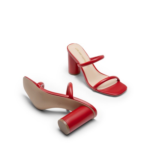 Women Square Open Toe High Chunky Block Heel Slide Sandals for Wedding Party - Picture 30 of 44