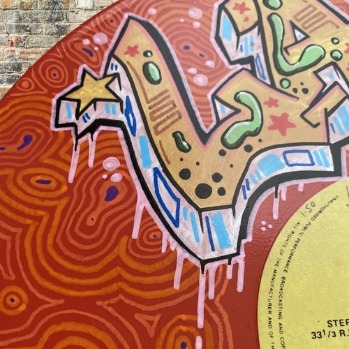 Hand Painted Custom 12” Graffiti Art Vinyl Record - Your Name or Slogan - Gift - Picture 2 of 4