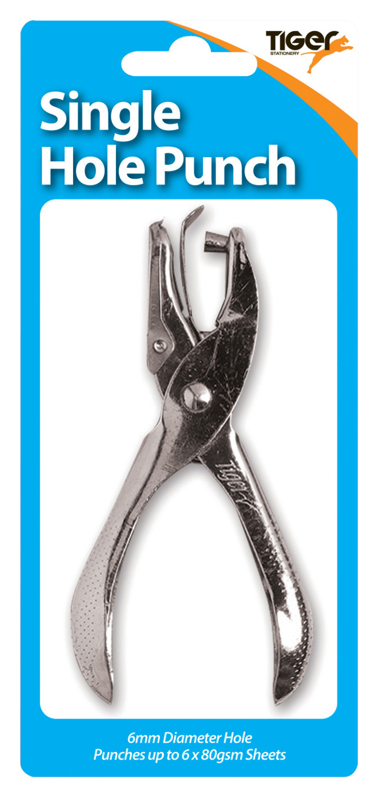 Single hole punch for paper cards made of steel - office and school use