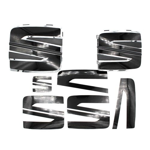 Emblema Lámina Logo Set Negro Brillo para Seat Leon 5F Ibiza 6P Pegatinas Sticker
