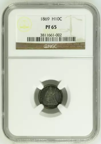 1869 NGC PR65 Mintage 600 -- Proof Seated Half Dime
