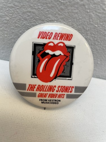 1984 Rolling Stones Video Rewind Button Pinback - Picture 2 of 3