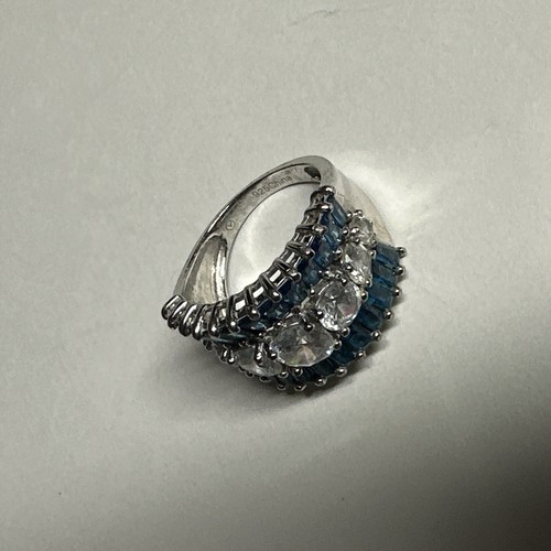 Vintage Sterlingsilber Ring tiefmarineblau und weiß Topas Größe 8 - Bild 4 von 4