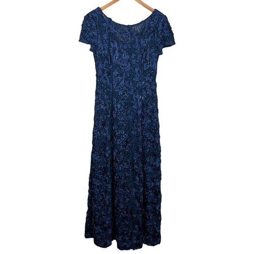 Vestido Alex Evenings Mujer 8 Azul Marino Roseta Encaje Lentejuelas Año Nuevo Evento - Imagen 17 de 17