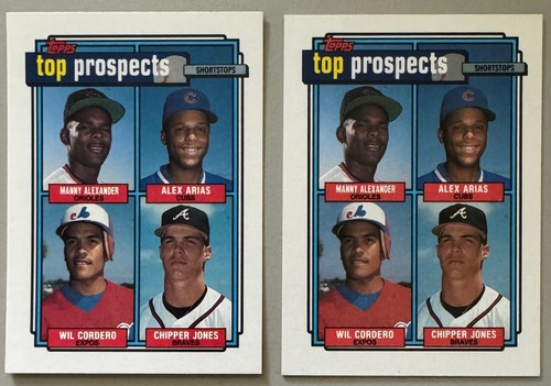 1992 TOPPS BASEBALL Chipper Jones Top Prospects 2x Card LOT NM Braves HOF - Picture 1 of 2