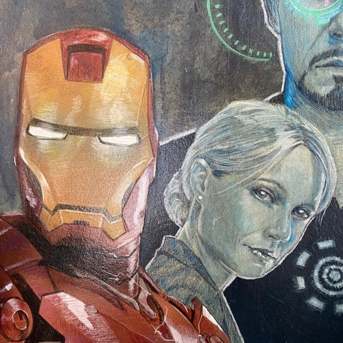 Original Signed Marvel Iron Man Painting 21 x 25 in Hardboard Fan Art Unframed - Picture 9 of 14