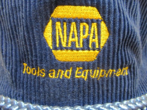 Vintage NAPA Auto Parts Blue Corduroy Trucker Strapback Hat Cap - Picture 2 of 10