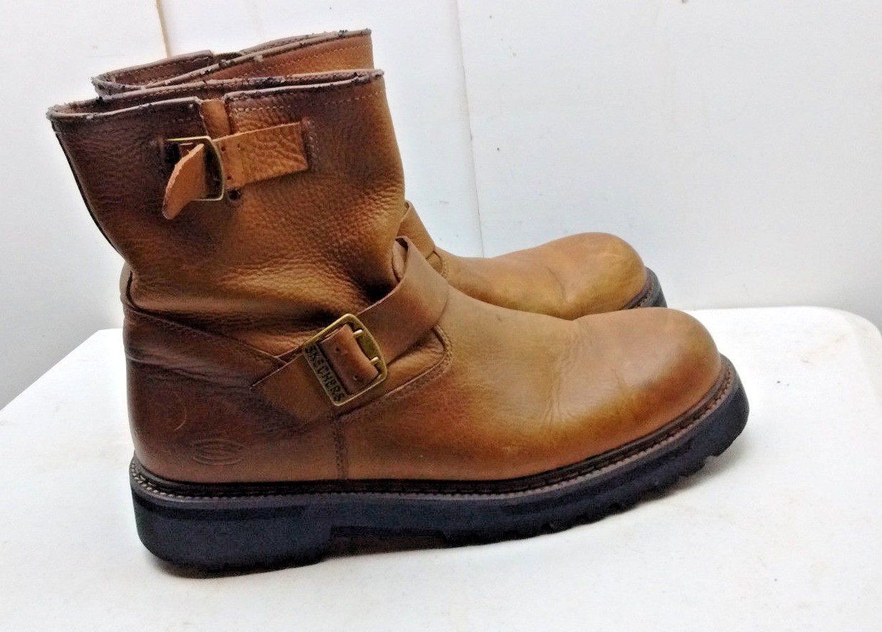 Skechers Para Hombre De Cuero Marrón Tobillo botas Motorista Tire Zapatos De Motocicleta 13 M 47.5 Skechers Para Hombre De Cuero Marrón Tobillo botas Motorista Tire Zapatos De Motocicleta 13 M 47.5