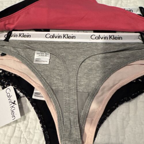 WOMENS SIZE MEDIUM CALVIN KLEIN THONG UNDERWEAR 5 PAIR PINK BLACK GRAY - Picture 10 of 12