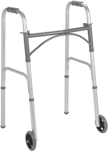 Drive Medical Folding Walker W/2 Release Buttons W/5" Wheels 350Cap