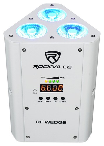 Rockville RF WEDGE WHITE RGBWA+UV Battery Wireless DMX DJ Par Up Light+RF Remote - Picture 8 of 12