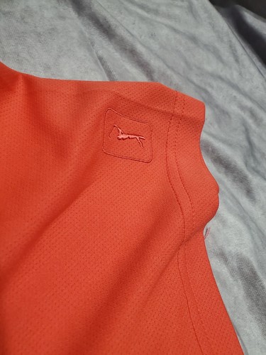Men's PGA Tour Airflux Orange & Grey Short Sleeve Golf Polo Shirt Medium  - Picture 5 of 12