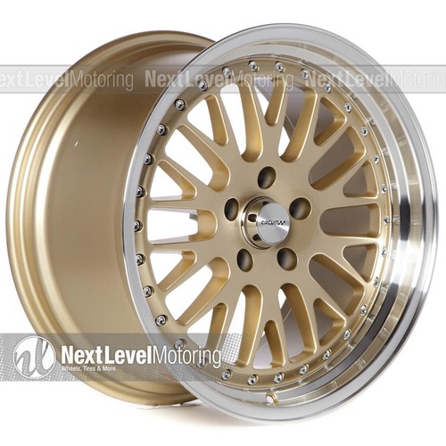 Circuit CP21 18x9.5 18x11 5x114.3 +20 Gold Wheels Staggered Fit Mustang GT C... - Picture 3 of 9