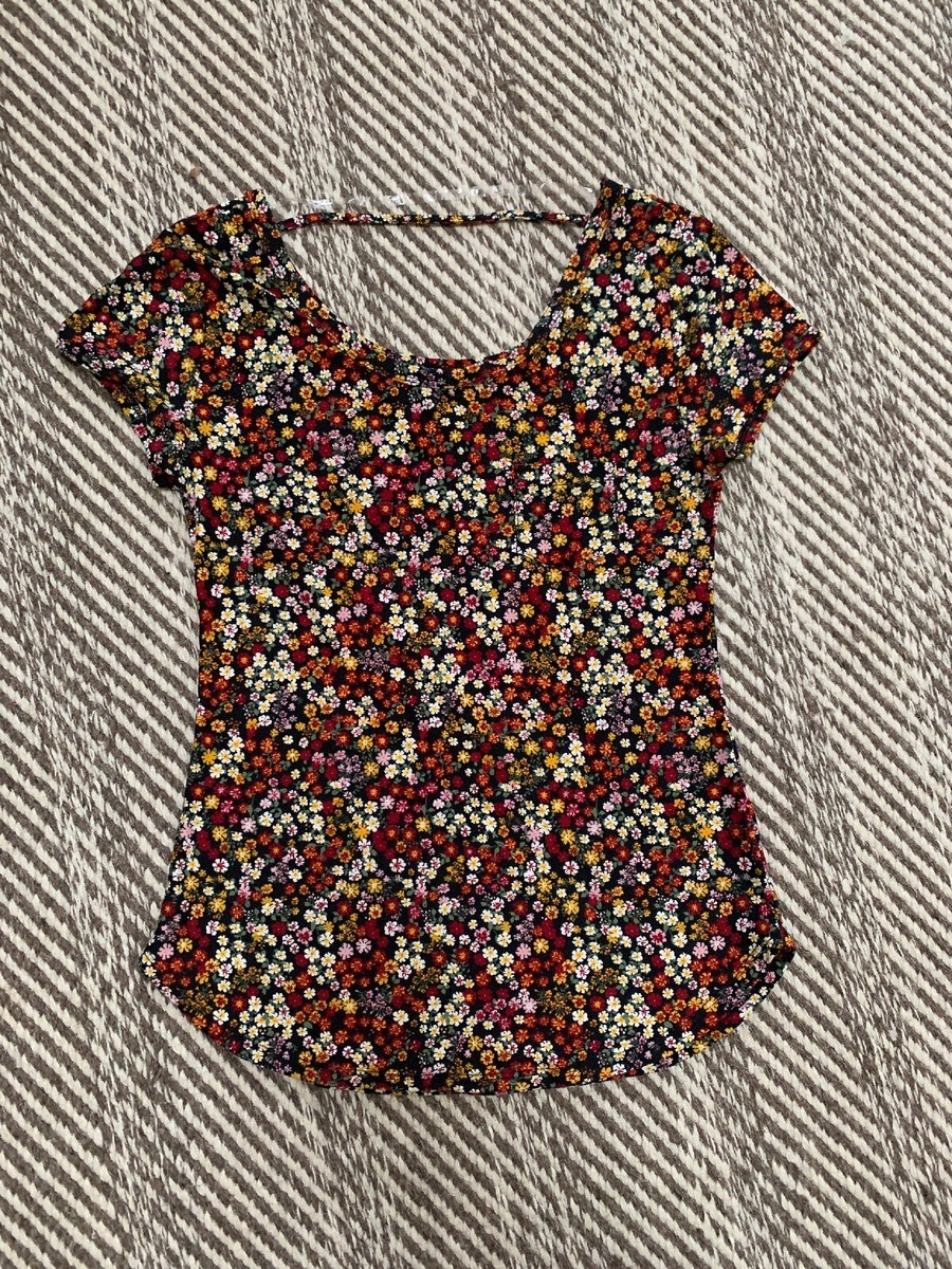 Haut Chemisier No Boundaries Manches Courtes – Imprimé Floral Rouge/vert/jaune, Taille M (7-9 Ans), Occasion Très Bon état