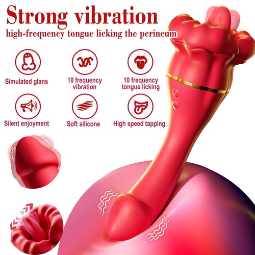 2-IN-1 Vibrator Oral Clit Licking Tongue G-Spot Massager Dildo Sex Toy For Women - Picture 6 of 38