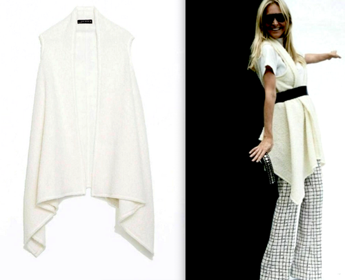 ZARA SOFT KNITTED WAISTCOAT BOUCLE CARDIGAN ASYMMETRIC COAT KIMONO JACKET NEW - Picture 3 of 12