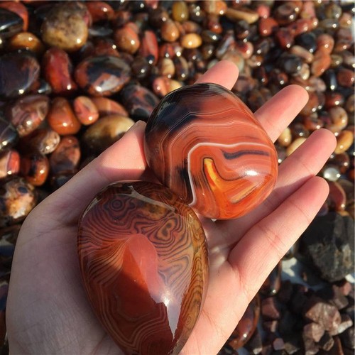 Natural Silk Banded Lace Agate Crystal Sardonyx Carnelian Tumbled Stone Healing - Picture 6 of 48