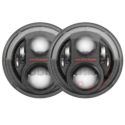 2 x J W Speaker Model 8700 LED 7" seven inch carbon fibre headlights with DRL UK - Picture 2 of 2