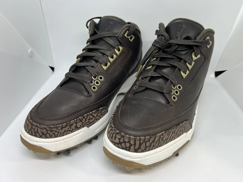 Nike HOMBRE JORDAN 3 RETRO Golf Premium Marrón TALLA 9.5 Nuevo Sin Caja Lanzamiento 2018 Foto 3 de 4