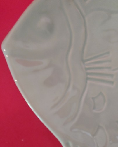 Ceramic Light Aqua Blue Fish Shaped Serving Plate Platter Dish - Picture 2 of 6