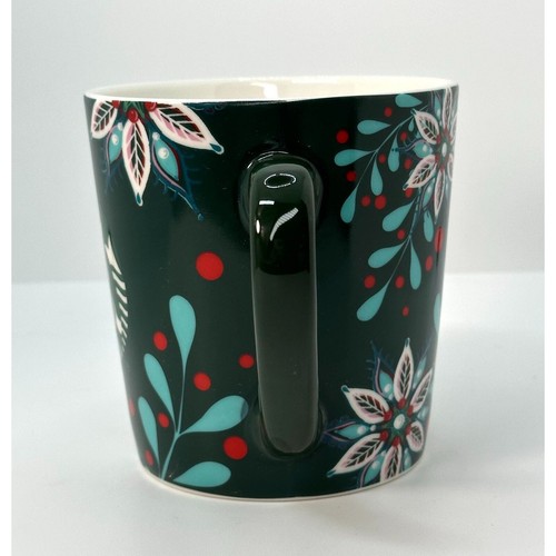 Starbucks Holiday Christmas Floral Snowflake Green Ceramic Coffee Mug 18 oz - Picture 2 of 9