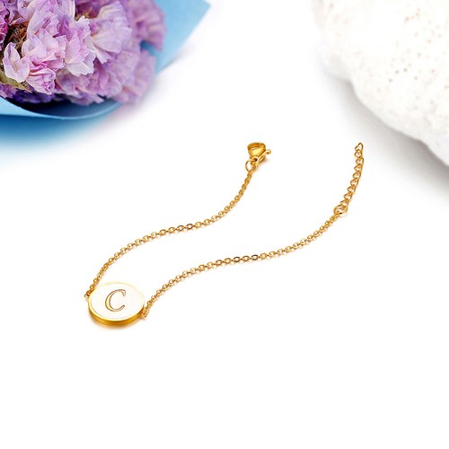 Women's A-Z Initial Letter Alphabet Tag Adjustable Bracelet Anklet Chain Gift - Picture 20 of 20