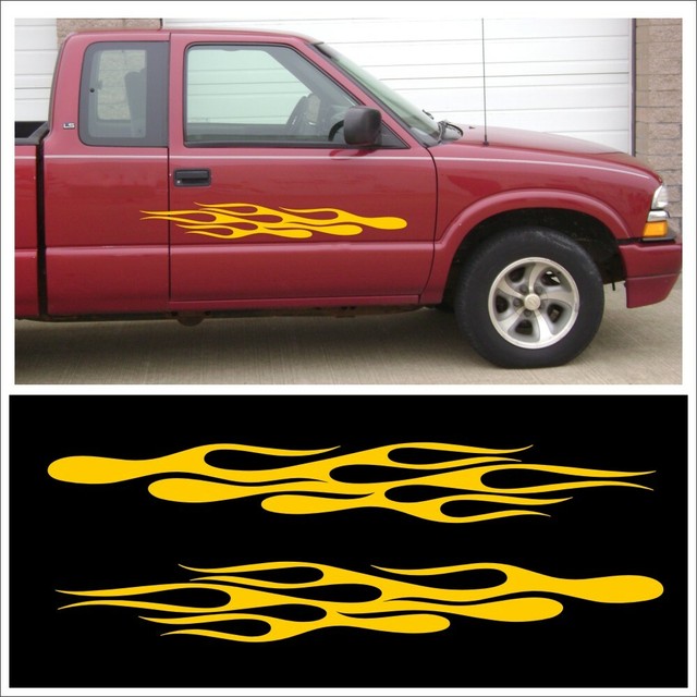 Decal kit LARGE FLAME FLAMES for hot rod classic muscle street race car YELLOW eBay